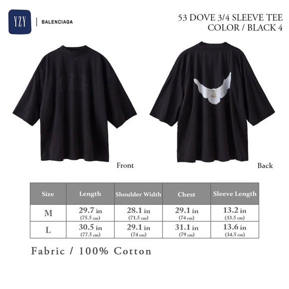GAP Other - YZY Gap Engineered by Balenciaga Dove 3/4 Sleeve Tee ( OVERSIZED )